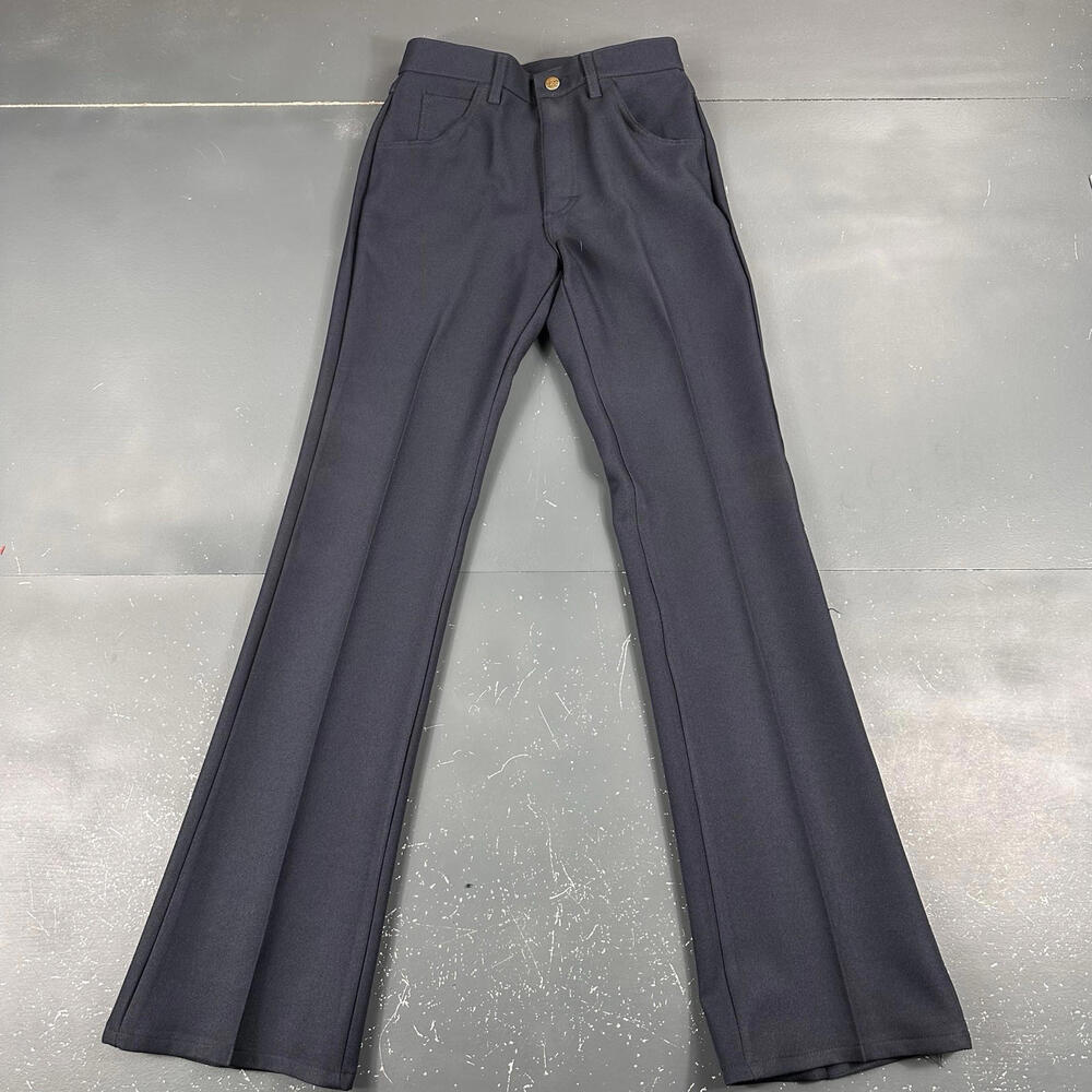 VTG Lee Pants Slacks Mens 28x34 Deep Navy Blue Comfort Stretch Bootcut 70's NWT - Picture 4 of 9